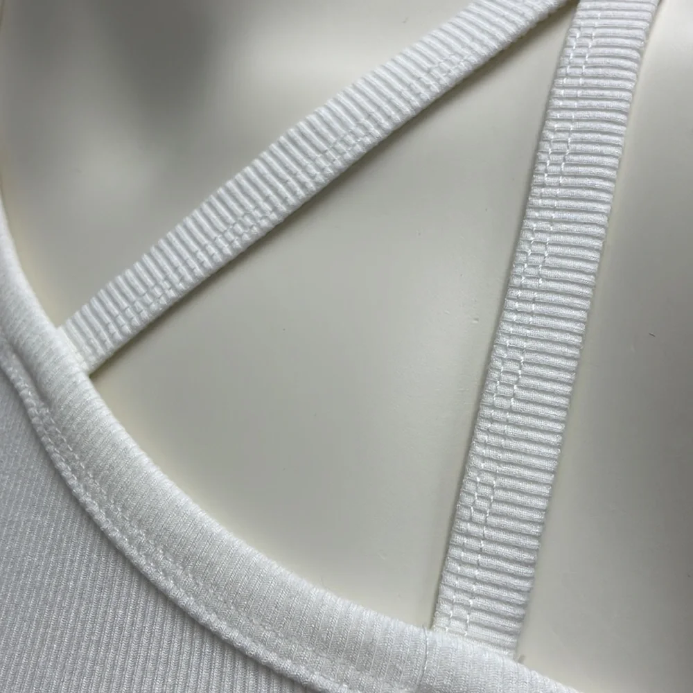 White Ribbed Cropped Tank Top - Picture 4 of 13
